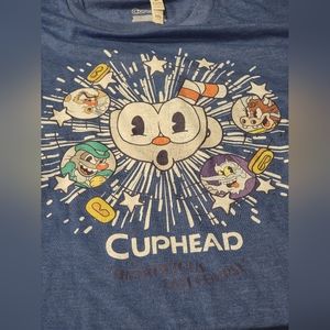 Cuphead The Delicious Last Course Mind Blown Graphic Tee Royal Blue Size 2XL